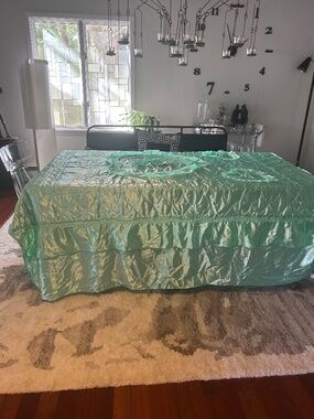 MIDCENTURY MODERN CIRCA 1950 s SSTIN GREEN HEART BEDSPREAD 💚💚💚💚💚
